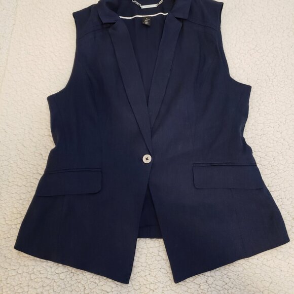 (EUC) White House Black Market Linen-Blend Dobby Vest (Size 10) - Picture 4 of 10